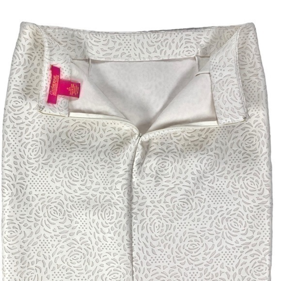 Catherine Malandrino Skirt Womens 8 Ivory White 3D Floral Laser Cut Pencil Midi - Picture 4 of 10
